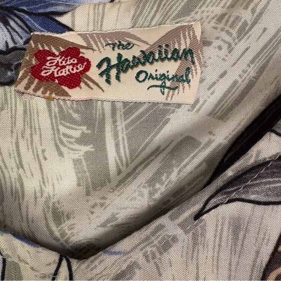 Hilo Hattie Hawaiian Floral Blue Gray Maxi Dress Vintage - Picture 8 of 11